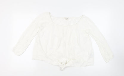 Miss Selfridge Womens White Viscose Basic Blouse Size 10 Off the Shoulder - Tie Front
