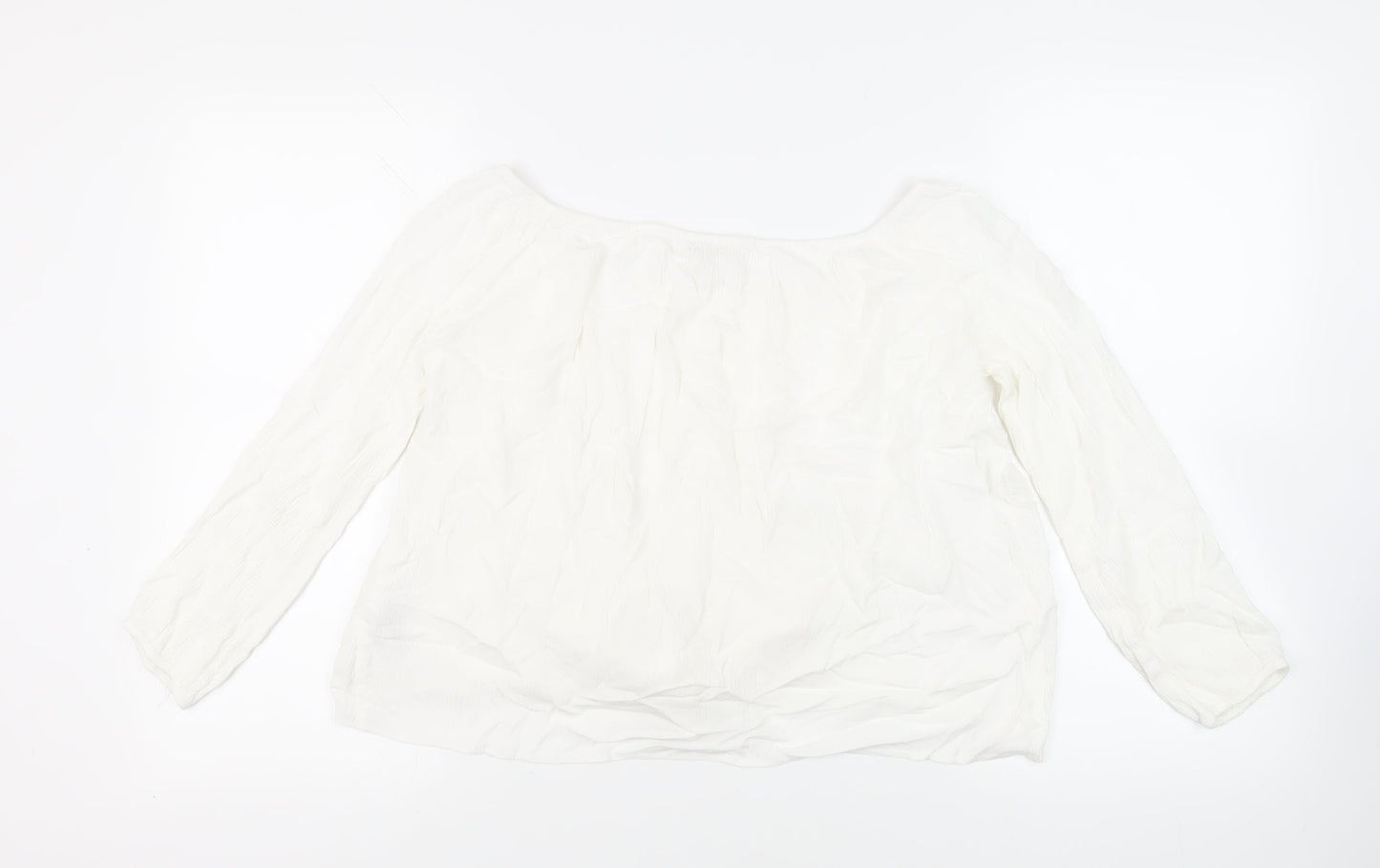 Miss Selfridge Womens White Viscose Basic Blouse Size 10 Off the Shoulder - Tie Front