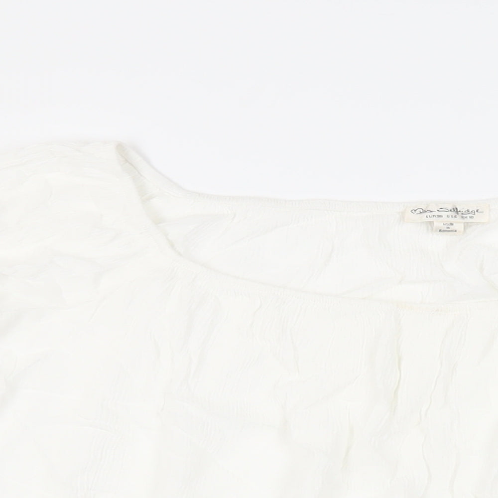 Miss Selfridge Womens White Viscose Basic Blouse Size 10 Off the Shoulder - Tie Front