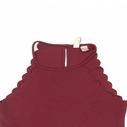 Divided by H&M Womens Red Polyester Cropped Tank Size M Round Neck - Scallop Edge