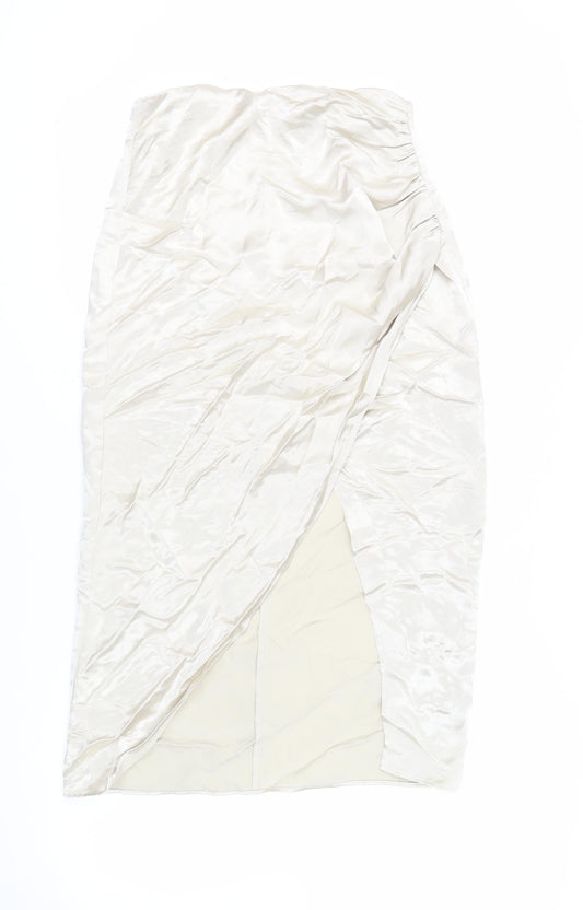 Womens UK Size M Zara Straight & Pencil Satin Skirt
