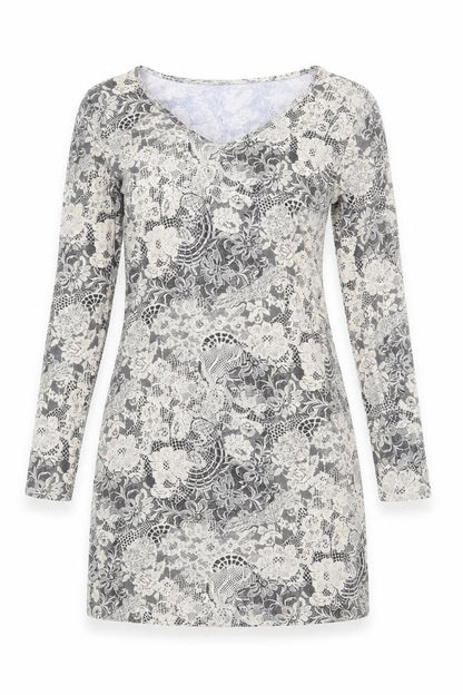Boohoo Womens Beige Floral Polyester Mini Size 16 V-Neck Pullover