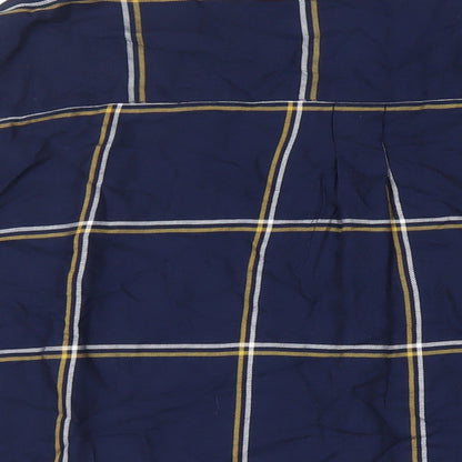 Damart Womens Blue Plaid Viscose Basic Button-Up Size 24 Collared