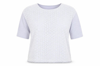 Next Womens Blue Cotton Basic T-Shirt Size 16 Boat Neck - Embroidered