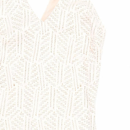 River Island Womens Pink Geometric Polyester Bodycon Size 12 V-Neck Pullover - Glitter