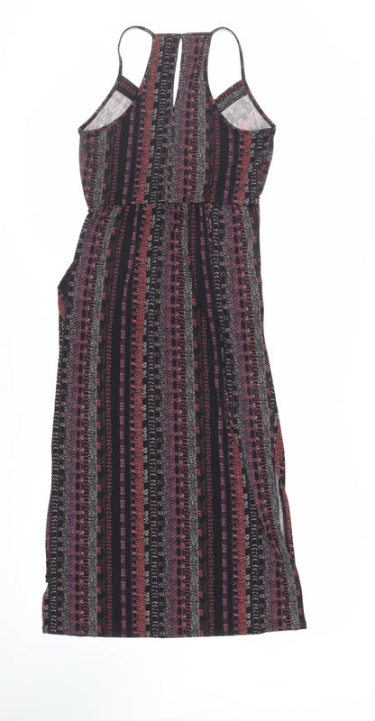 BCBGeneration Womens Black Geometric Polyester Slip Dress Size S V-Neck Pullover