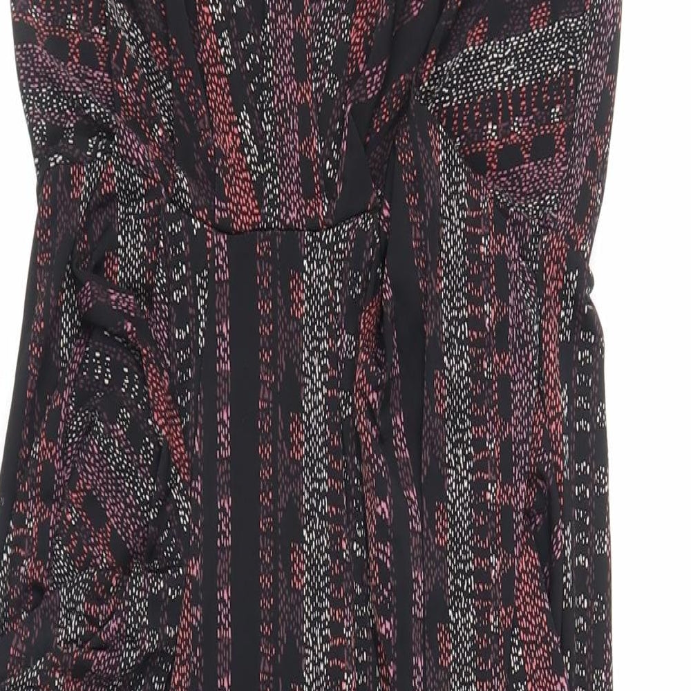BCBGeneration Womens Black Geometric Polyester Slip Dress Size S V-Neck Pullover