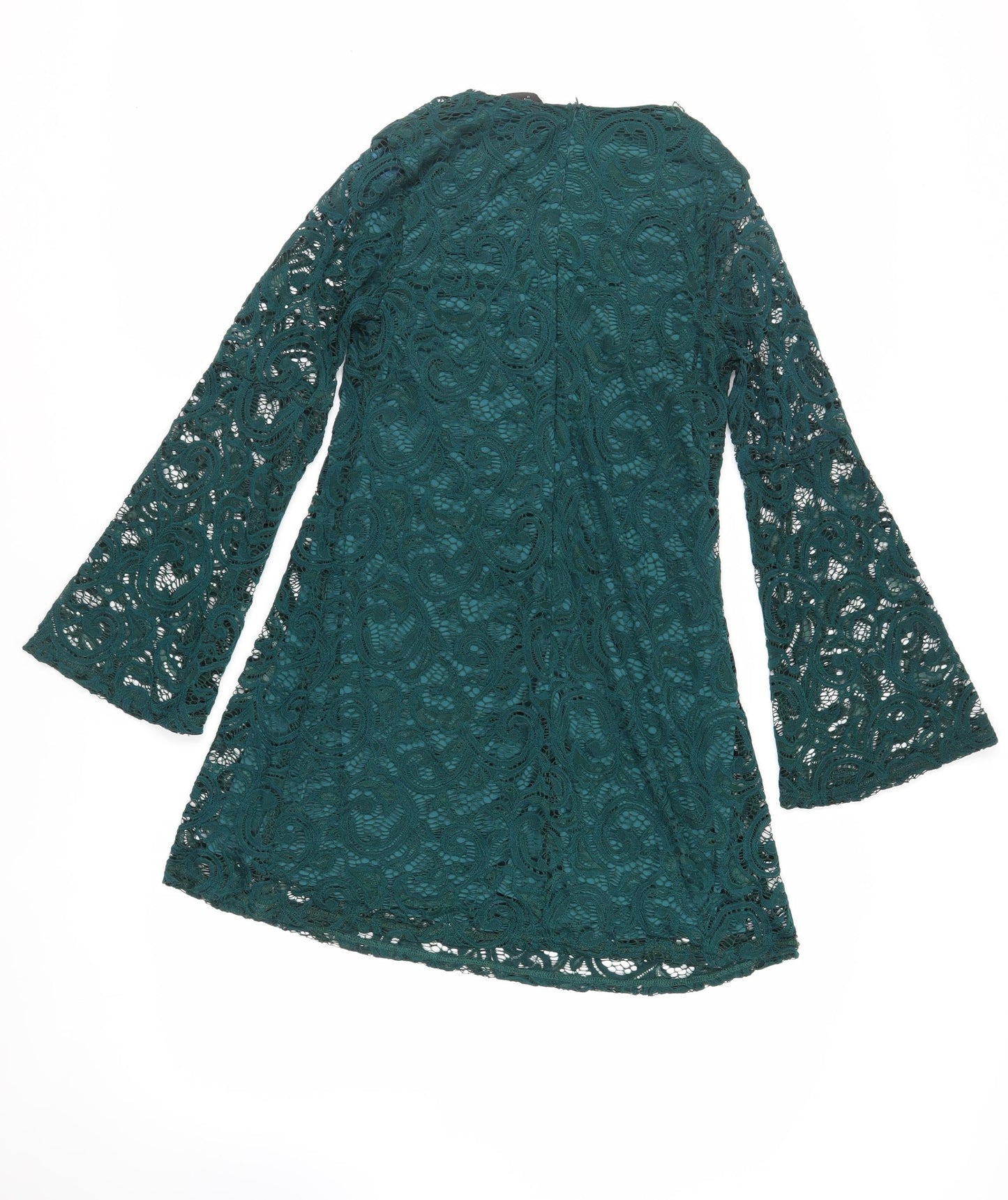 AX Paris Womens Green Polyester Mini Size 8 V-Neck Zip