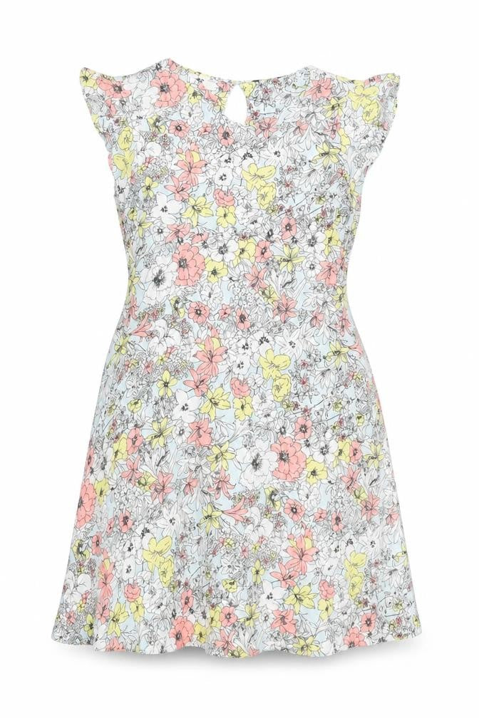 Marks & Spencer Womens Blue Floral Viscose A-Line Size 10 Round Neck Button