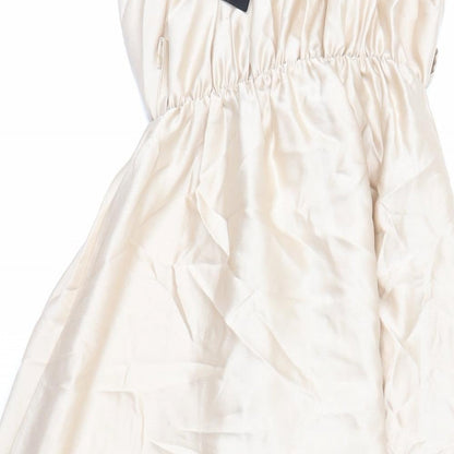 Boohoo Womens Beige Polyester Slip Dress Size 10 V-Neck - Elasticated Waist