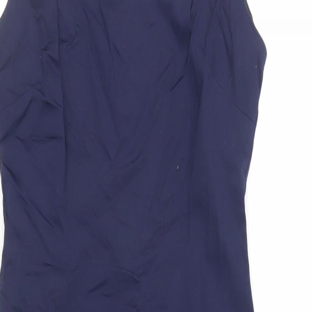 Hilton Weiner Womens Blue Cotton Pencil Dress Size XS Boat Neck Zip