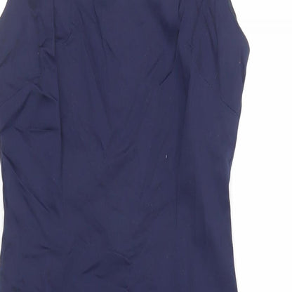 Hilton Weiner Womens Blue Cotton Pencil Dress Size XS Boat Neck Zip