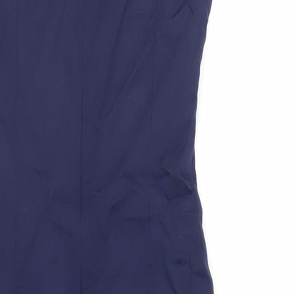 Hilton Weiner Womens Blue Cotton Pencil Dress Size XS Boat Neck Zip