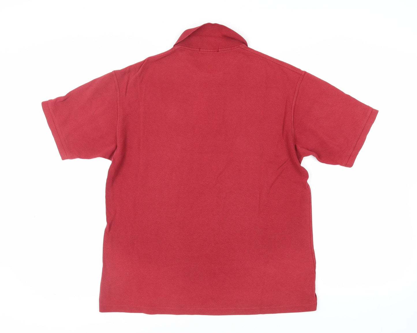 Marks and Spencer Mens Red Cotton Polo Size M Collared Button