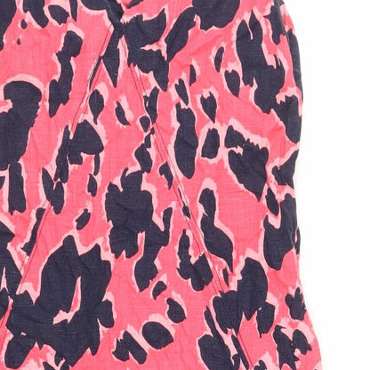 NEXT Womens Pink Animal Print Linen Tank Dress Size 8 V-Neck Pullover