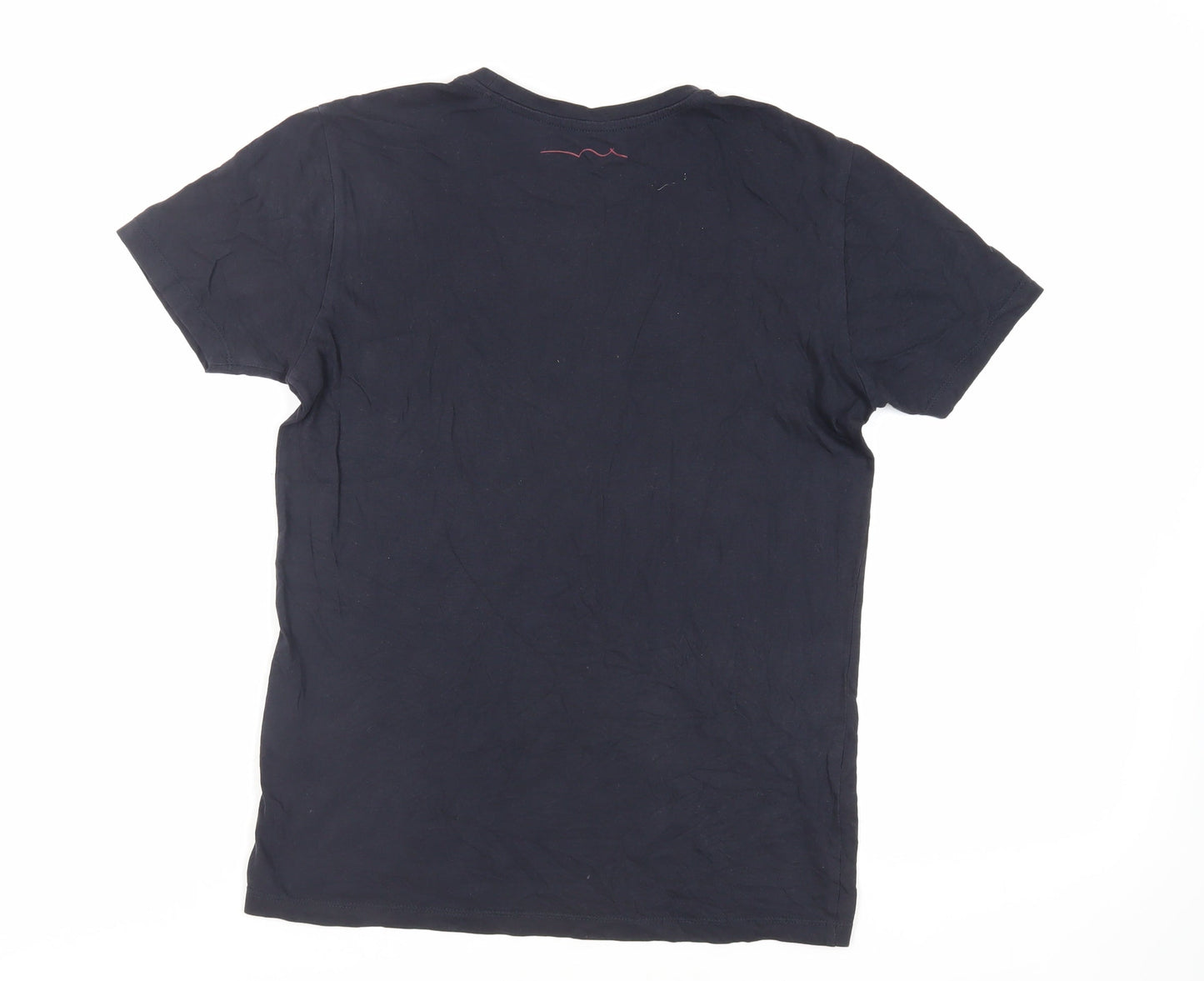 Teddy Smith Mens Blue Cotton T-Shirt Size S Crew Neck - Logo