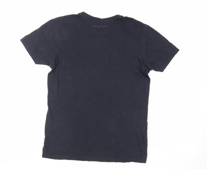 Teddy Smith Mens Blue Cotton T-Shirt Size S Crew Neck - Logo