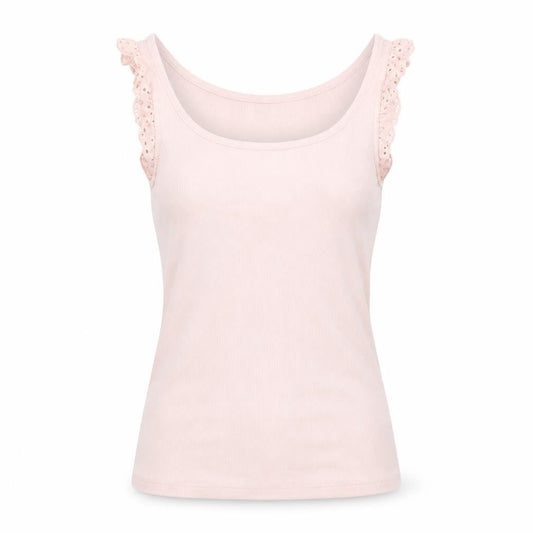 Marks & Spencer Womens Pink Cotton Basic Tank Size 8 Scoop Neck - Ribbed