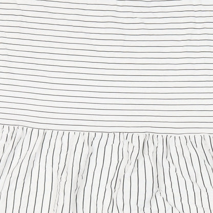 New Look Womens White Striped Cotton T-Shirt Dress Size 12 Round Neck Pullover