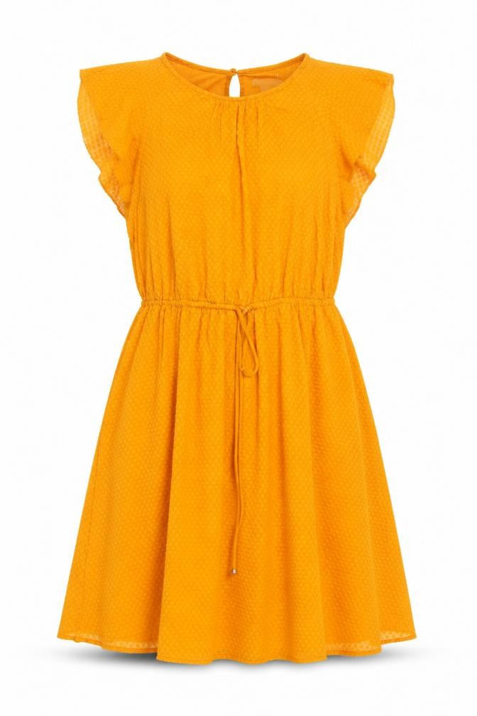 H7M Womens Orange Polyester A-Line Size 12 Round Neck Button - Textured