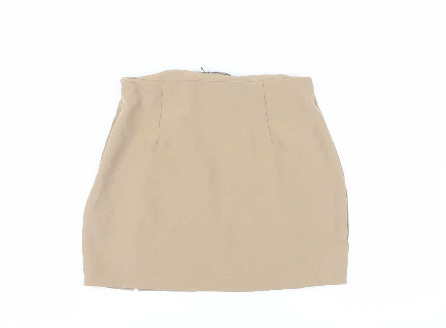 Boohoo Womens Beige Polyester Mini Skirt Size 12 Zip