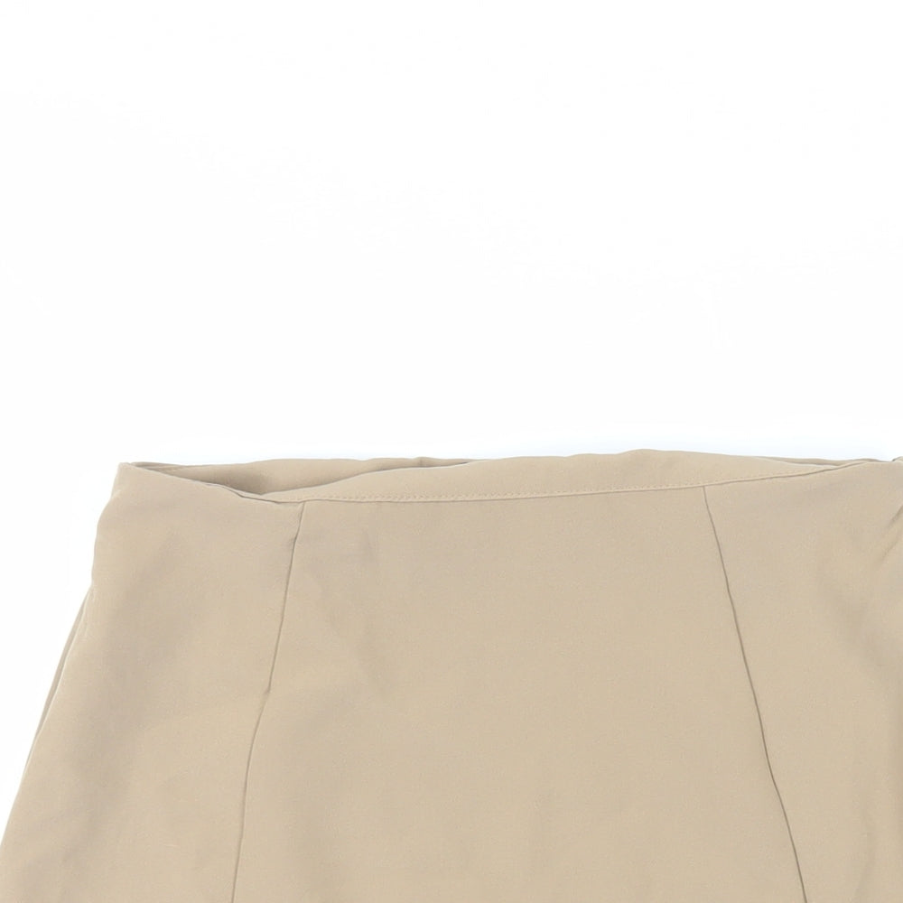 Boohoo Womens Beige Polyester Mini Skirt Size 12 Zip