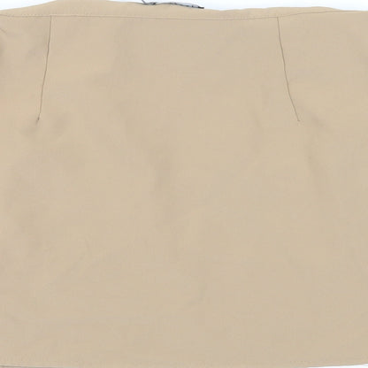 Boohoo Womens Beige Polyester Mini Skirt Size 12 Zip