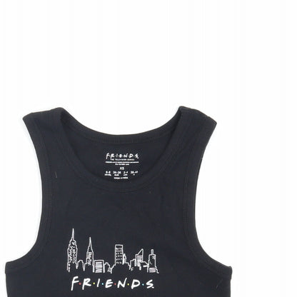 Womens UK Size XS Friends Black Basic Tank