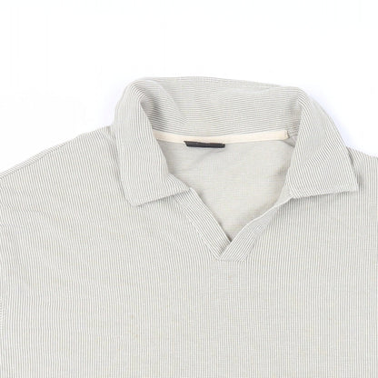 NEXT Mens Beige Cotton Polo Size L Collared Pullover