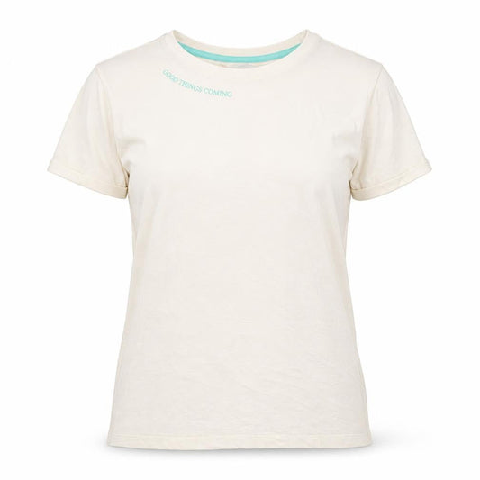 Marks & Spencer Womens Ivory Cotton Basic T-Shirt Size S Crew Neck - Good Things