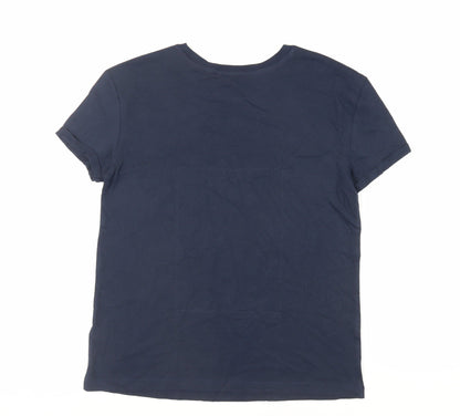 Marks & Spencer Womens Blue Solid Cotton Top Pyjama Top Size S