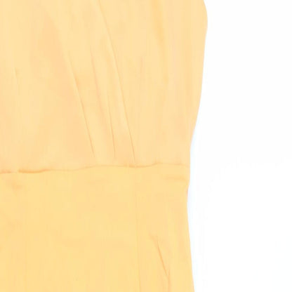 Vesper Womens Orange Polyester Pencil Dress Size 12 V-Neck Zip