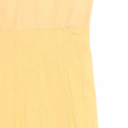 Vesper Womens Orange Polyester Pencil Dress Size 12 V-Neck Zip
