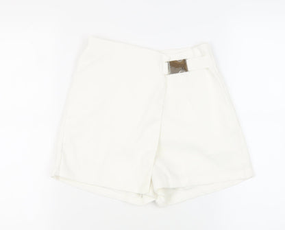 Missguided Womens White Polyester Skort Skirt Size 6 Zip