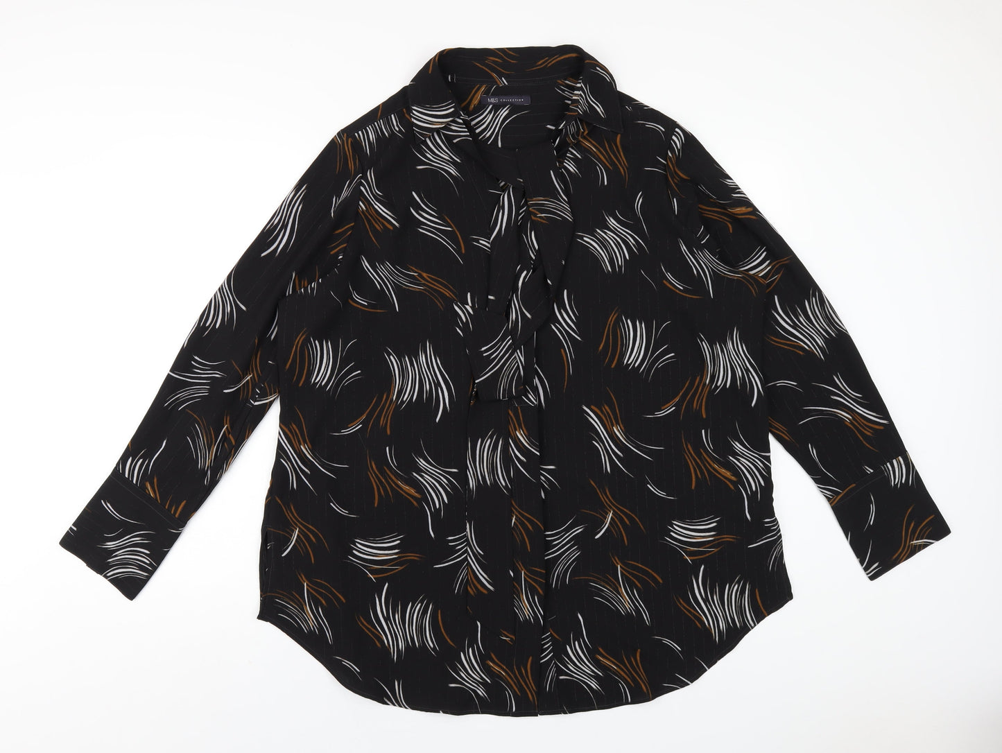 Womens UK Size 20 Marks and Spencer Black Basic Button-Up