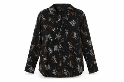Marks & Spencer Womens Black Geometric Polyester Basic Button-Up Size 20 Collared