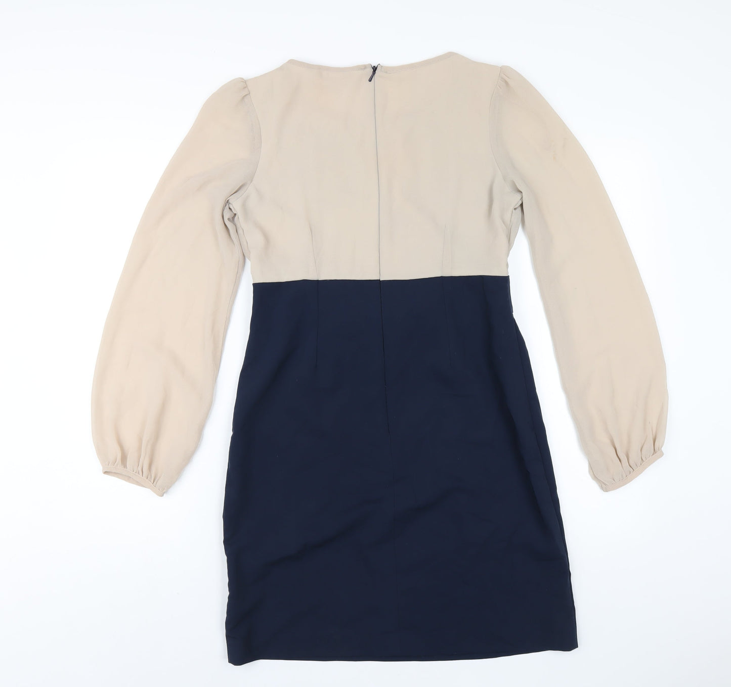 A Wear Womens Blue Polyester Pencil Dress Size 10 Round Neck Zip