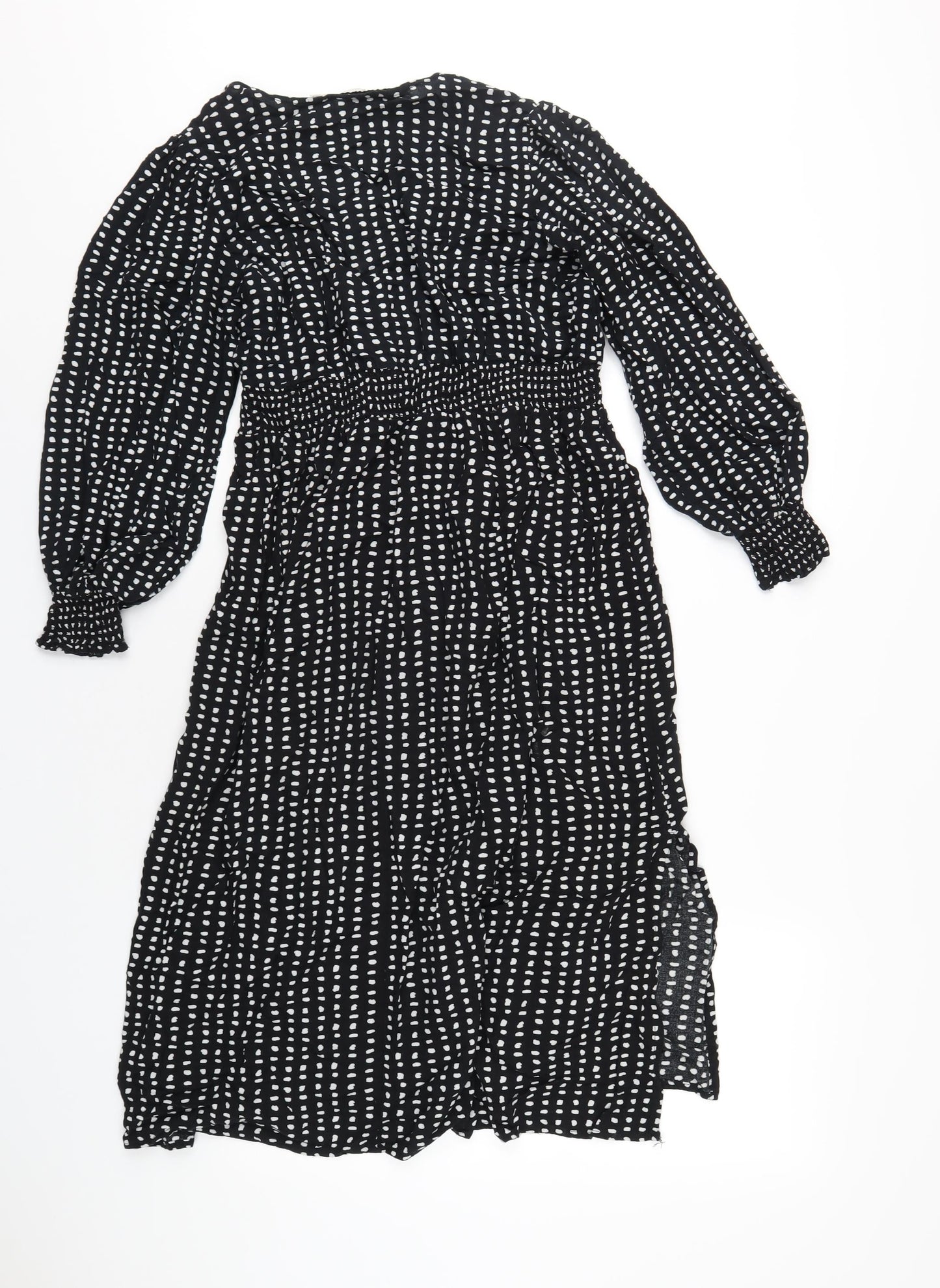 Dorothy Perkins Womens Black Polka Dot Viscose A-Line Size 12 V-Neck Pullover