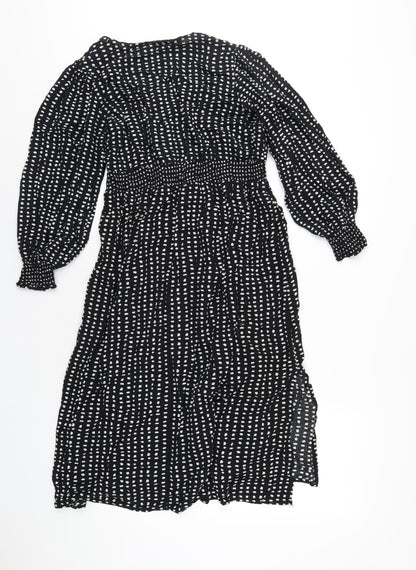 Dorothy Perkins Womens Black Polka Dot Viscose A-Line Size 12 V-Neck Pullover