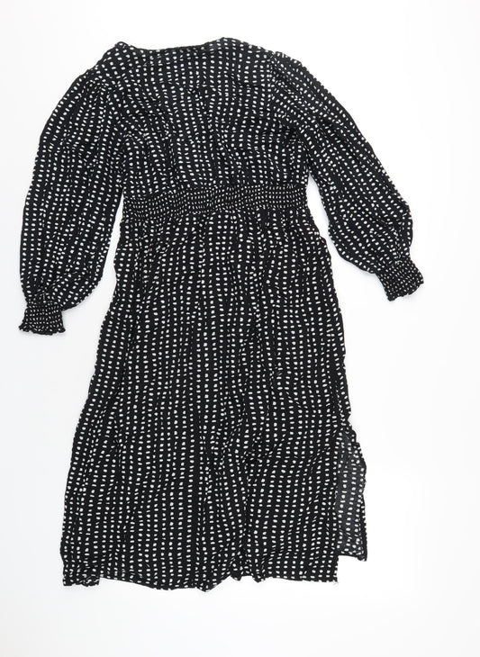 Dorothy Perkins Womens Black Polka Dot Viscose A-Line Size 12 V-Neck Pullover