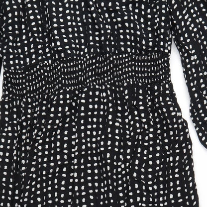 Dorothy Perkins Womens Black Polka Dot Viscose A-Line Size 12 V-Neck Pullover