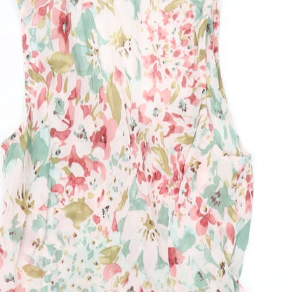 Per Una Womens Multicoloured Floral Viscose Basic Tank Size 12 Scoop Neck