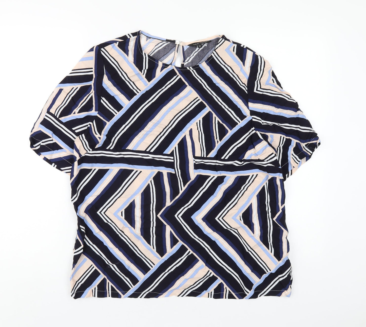 Womens UK Size 14 New Look Multicoloured Basic T-Shirt