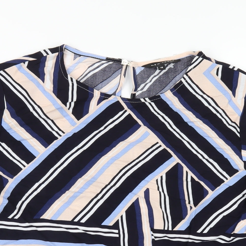 Womens UK Size 14 New Look Multicoloured Basic T-Shirt