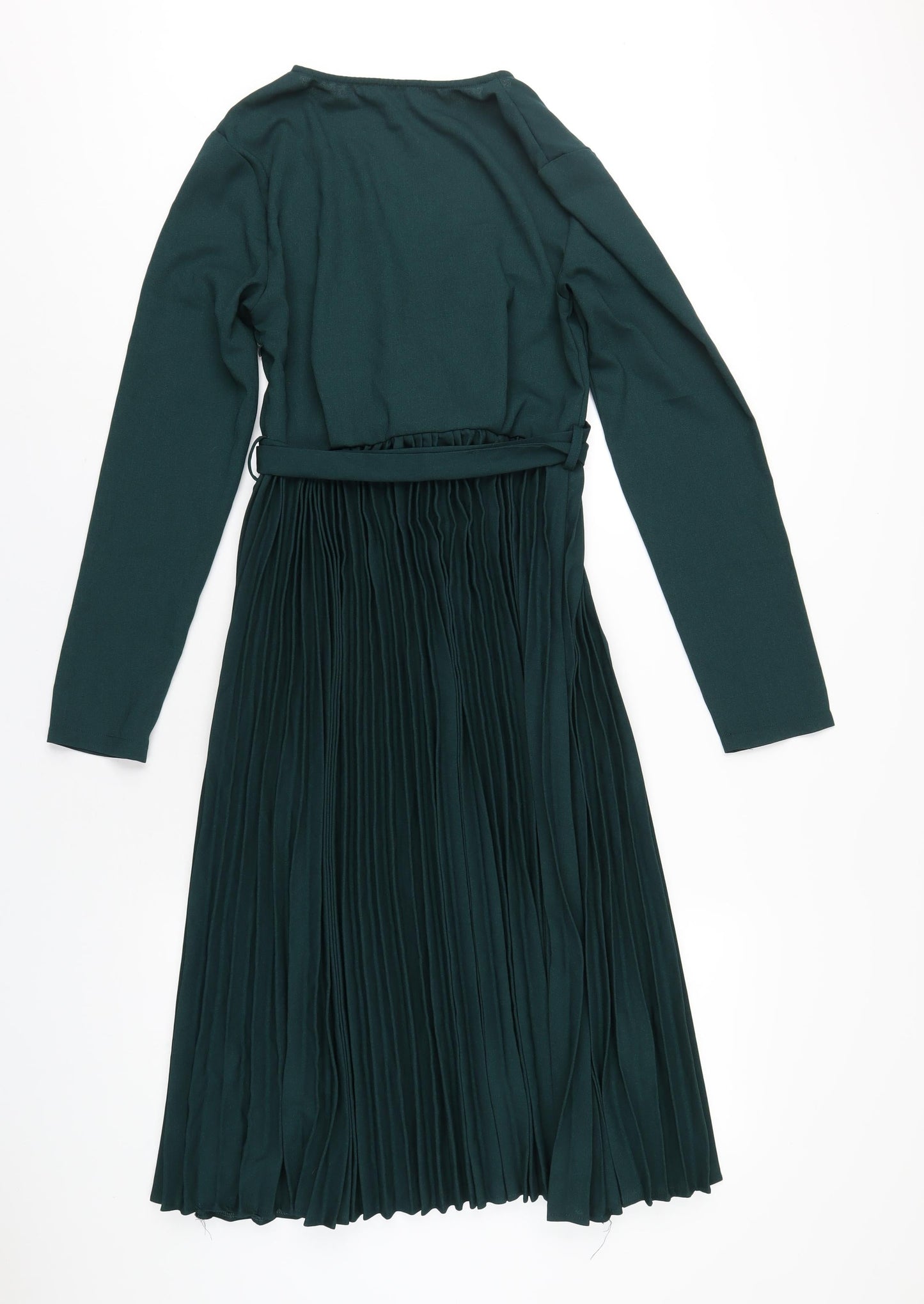 PRETTYLITTLETHING Womens Green Polyester A-Line Size 10 V-Neck Zip