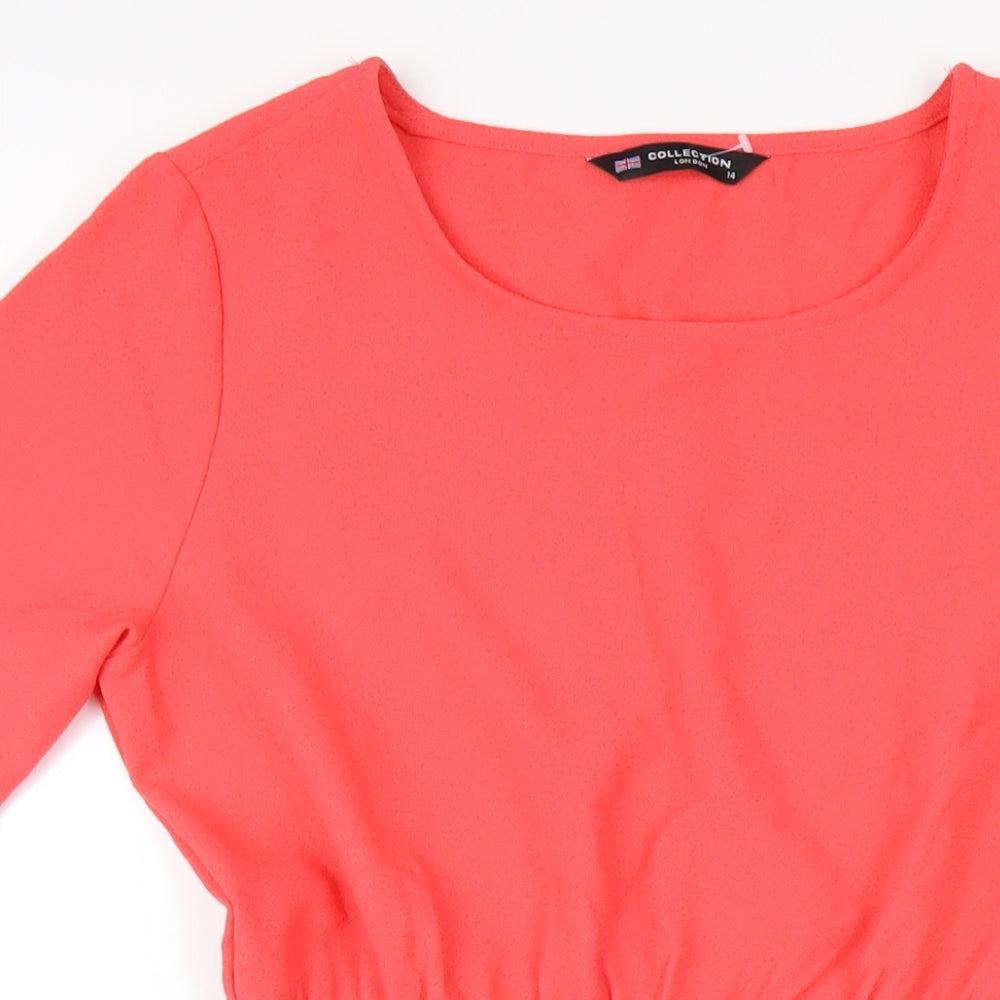 Collection Womens Pink Polyester A-Line Size 14 Round Neck Pullover