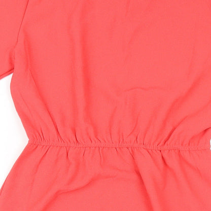 Collection Womens Pink Polyester A-Line Size 14 Round Neck Pullover