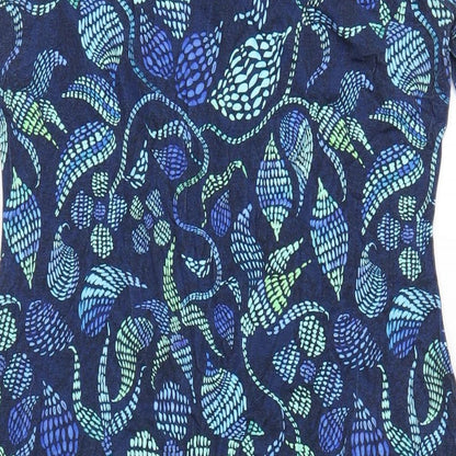 David Nieper Womens Blue Geometric Viscose A-Line Size 12 Round Neck Pullover