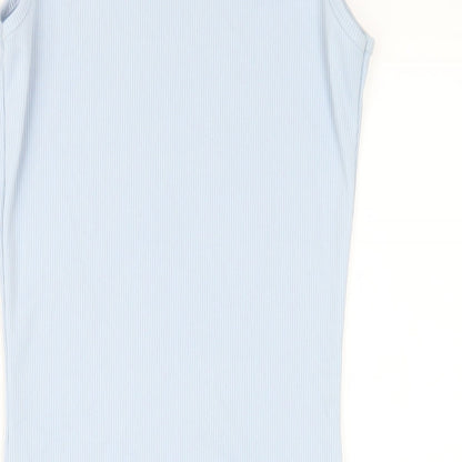 Spotted Womens Blue Polyester Bodycon Size XS Round Neck Pullover