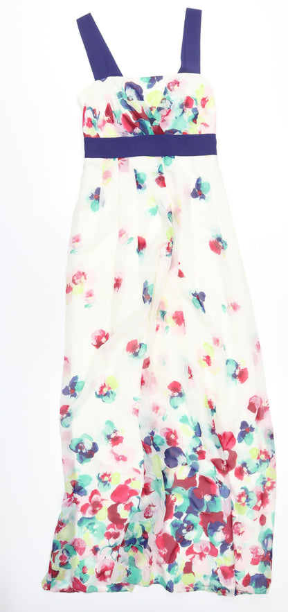 Monsoon Womens Multicoloured Floral Polyester A-Line Size 8 Square Neck Zip